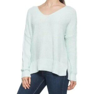Lucky Brand Green Popcorn Knit Lightweight V Neck Pullover Hint of Mint Sweater